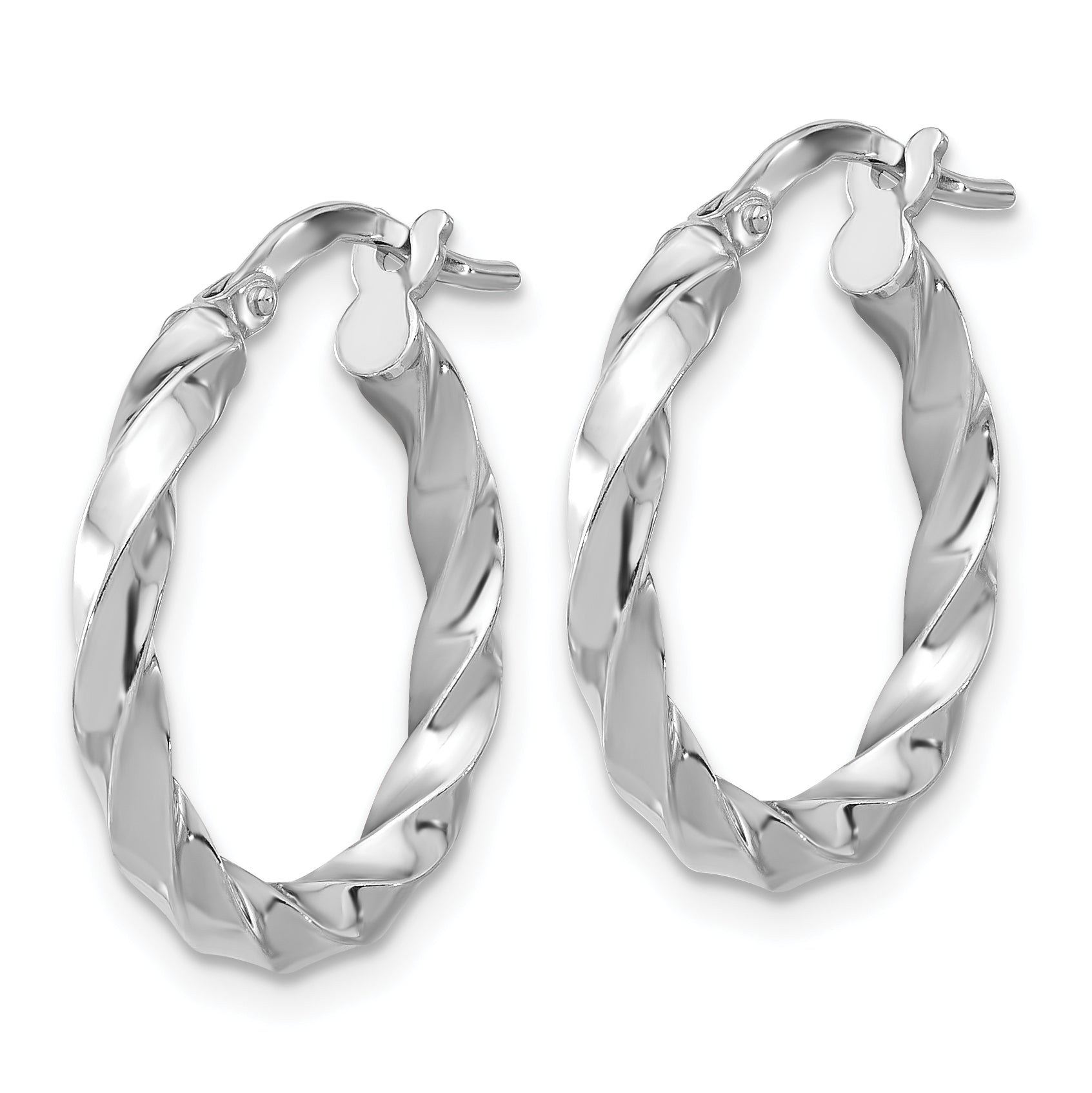 Sterling Silver Rhodium-plated Polished Twisted Hoop Earrings Secondary image