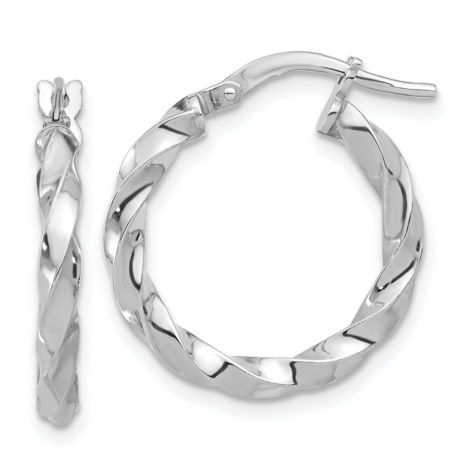 Sterling Silver Rhodium-plated Polished Twisted Hoop Earrings