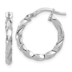 Sterling Silver Rhodium-plated Polished Twisted Hoop Earrings