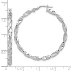 Sterling Silver Rhodium-plated Polished & Textured Twisted Hoop Earrings