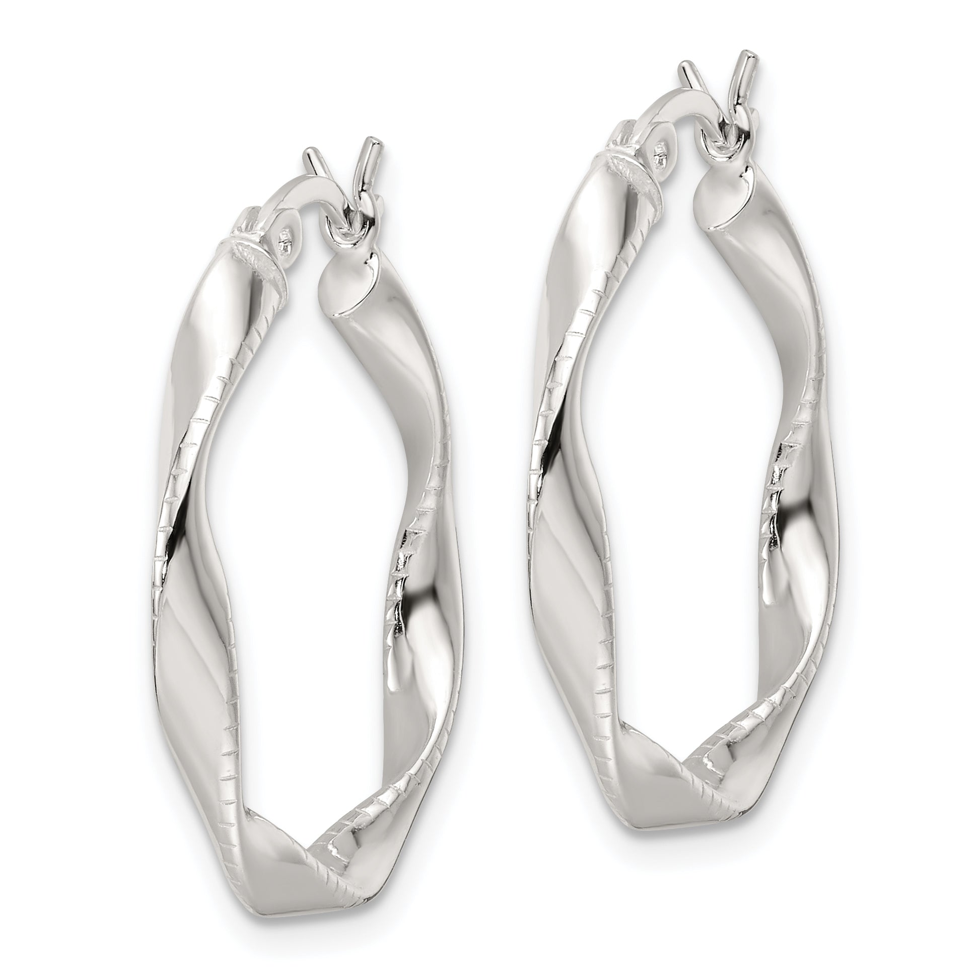 Sterling Silver Polished Twisted Hoop Earrings Secondary image