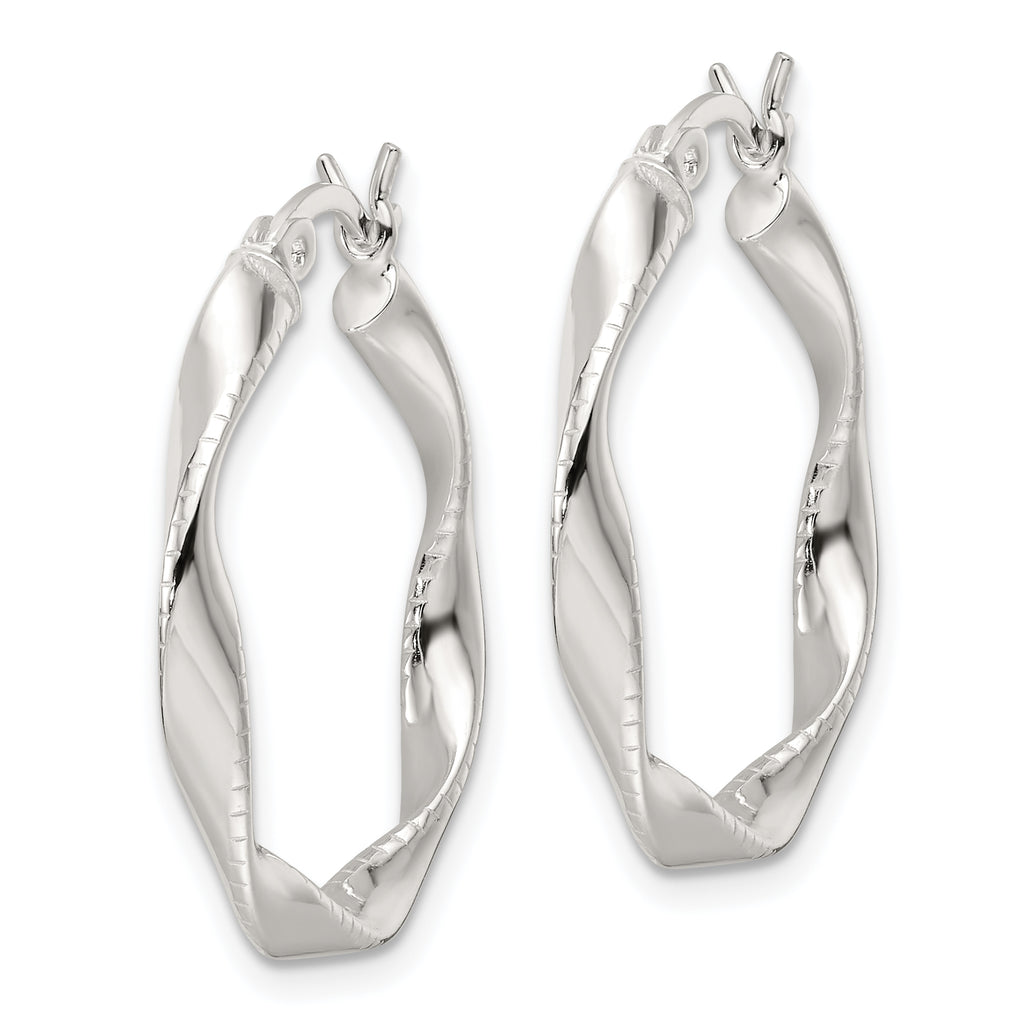 Sterling Silver Polished Twisted Hoop Earrings