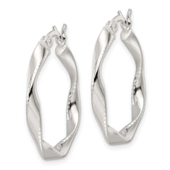Sterling Silver Polished Twisted Hoop Earrings