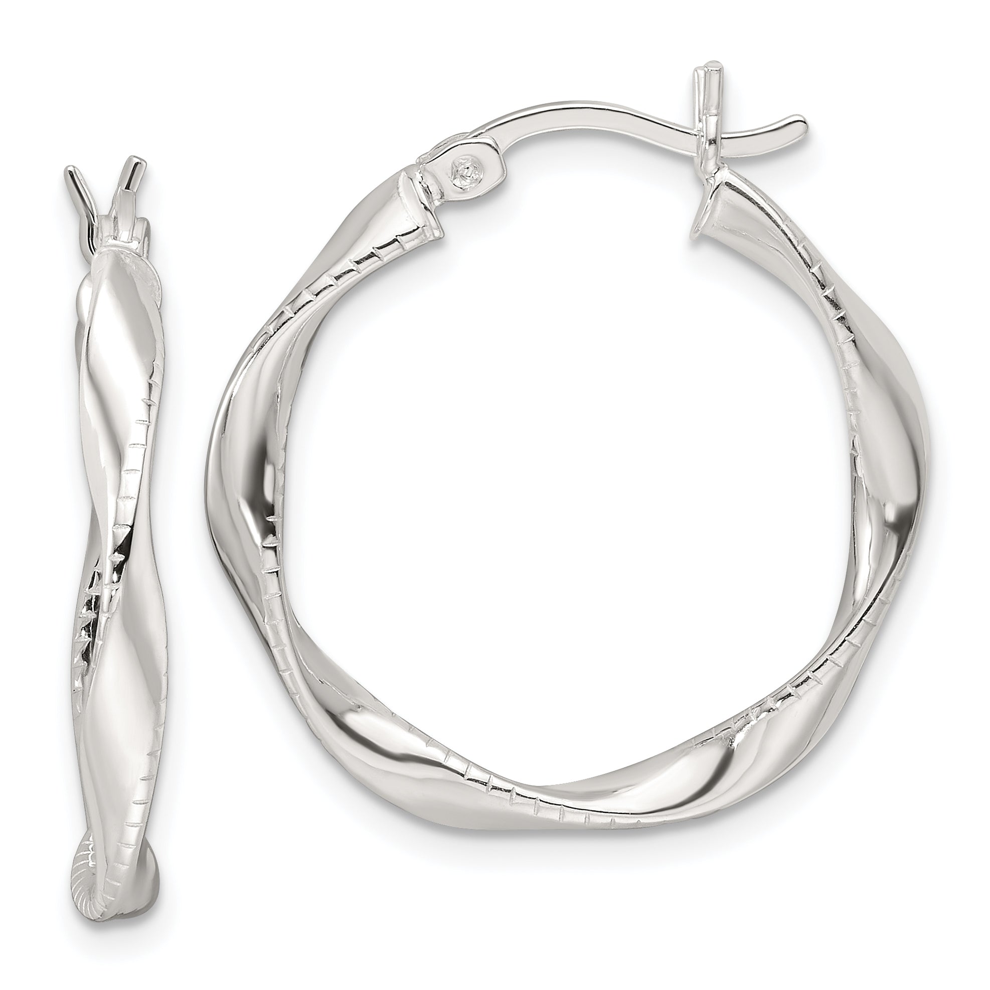 Sterling Silver Polished Twisted Hoop Earrings Main image