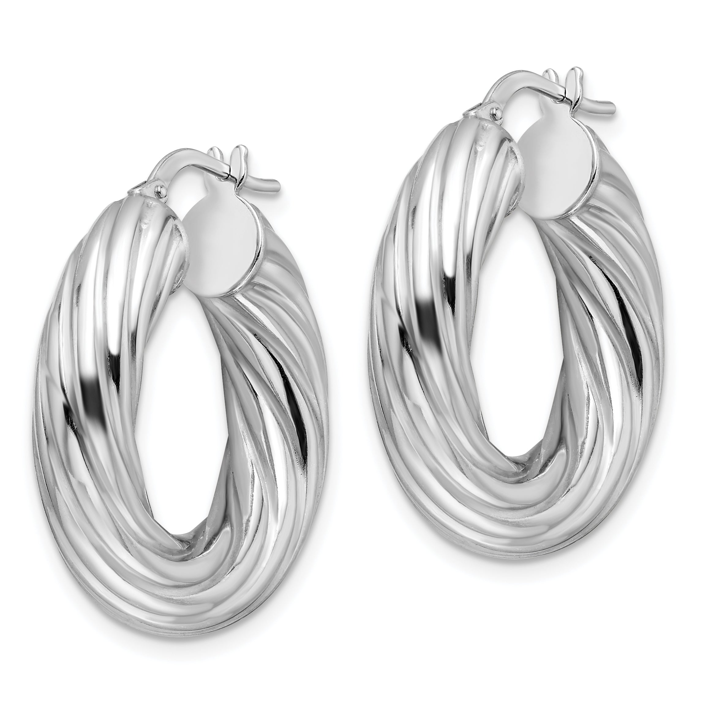 Sterling Silver Rhod-plated Polished 6mm Twisted Hollow Hoop Earrings Secondary image