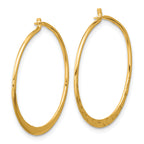 Sterling Silver Gold-tone Polished and Hammered Hoop Earrings