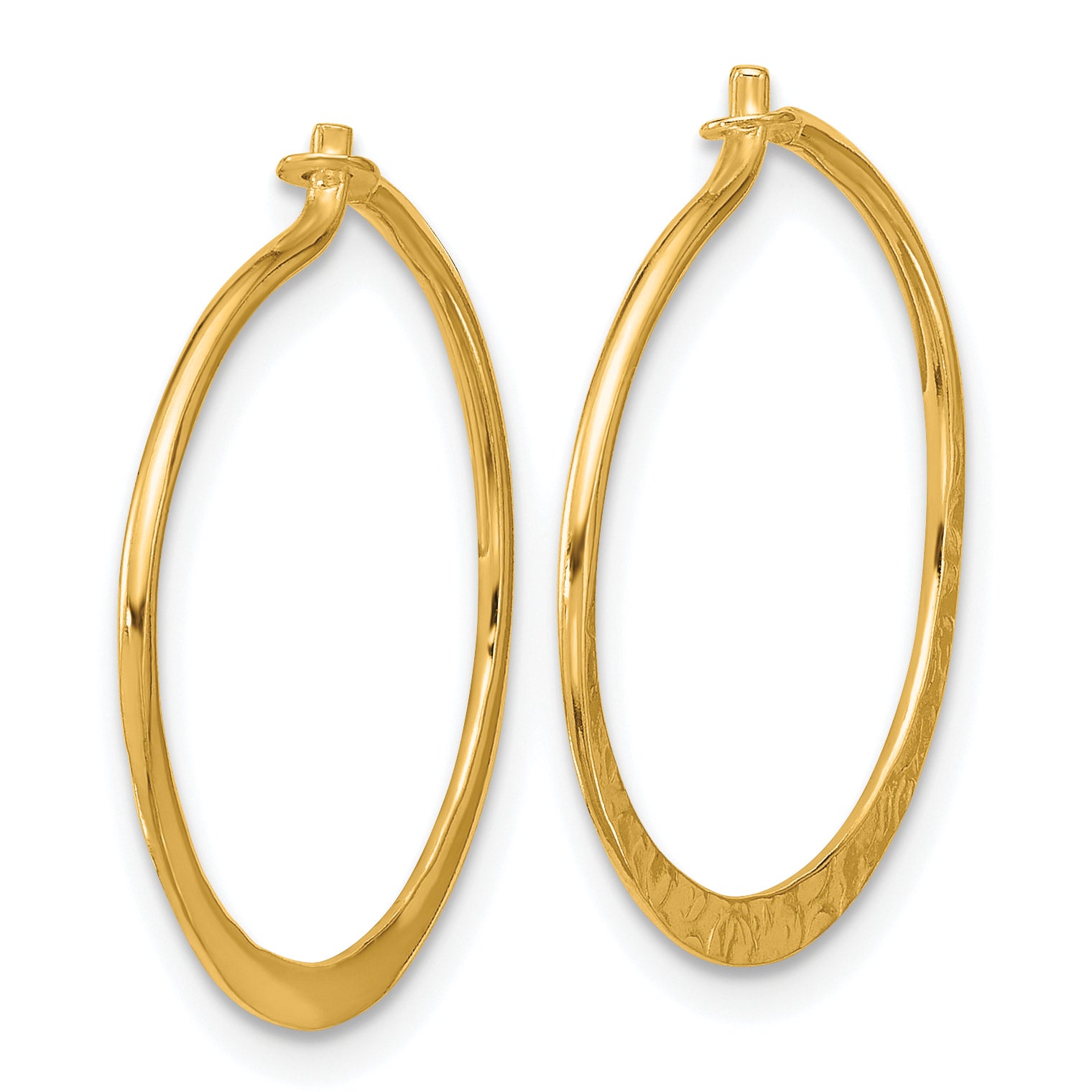Sterling Silver Gold-tone Polished and Hammered Hoop Earrings Secondary image
