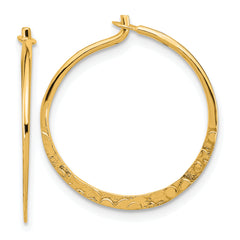 Sterling Silver Gold-tone Polished and Hammered Hoop Earrings