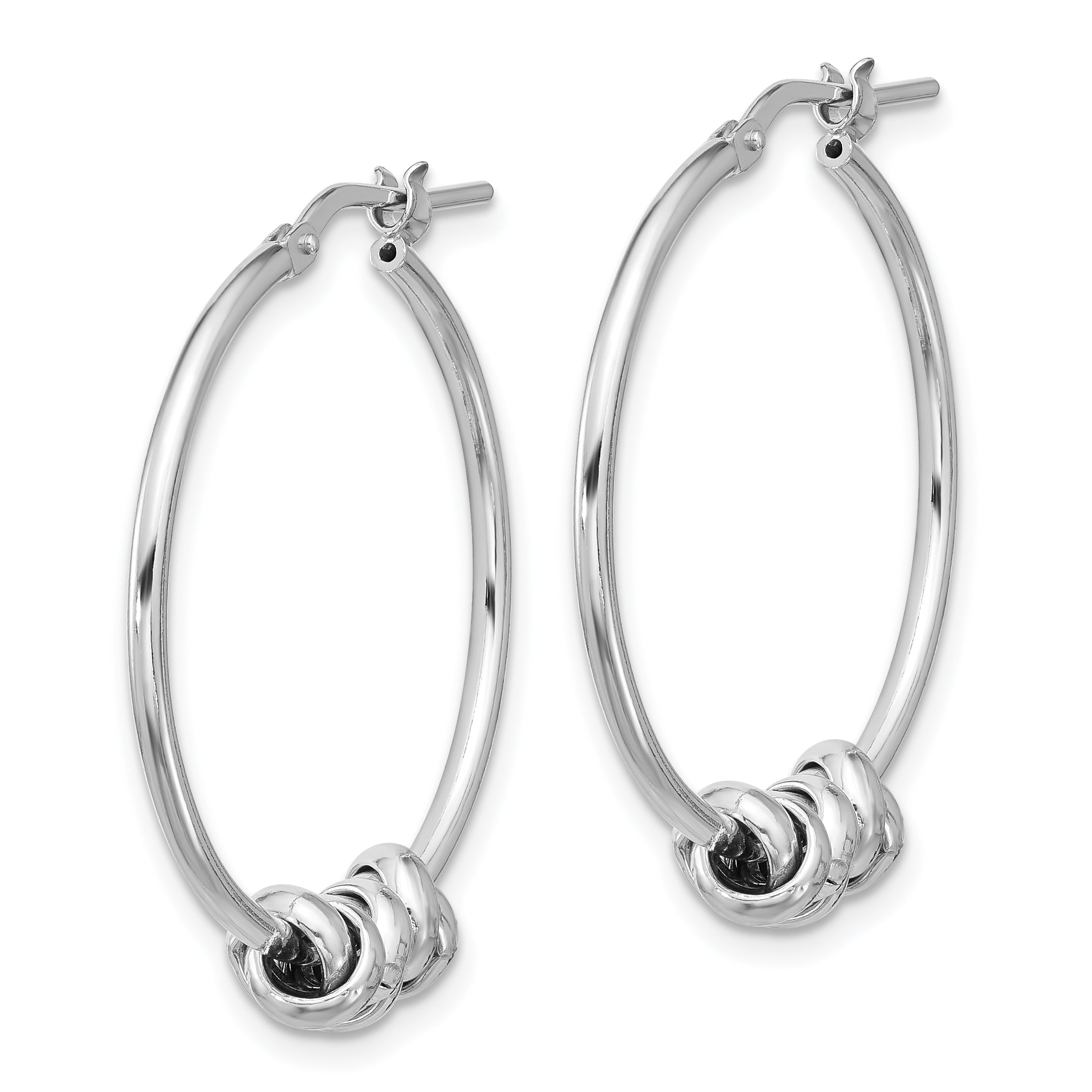 Sterling Silver Rhodium-plated Polished Love Knot Hoop Earrings Secondary image