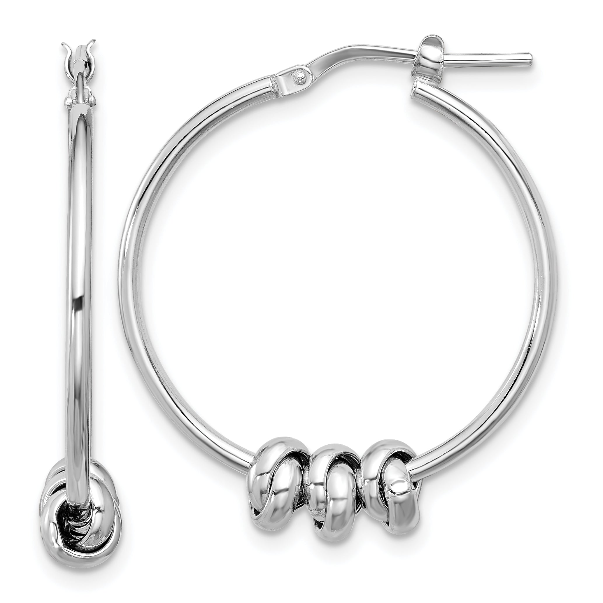 Sterling Silver Rhodium-plated Polished Love Knot Hoop Earrings Main image