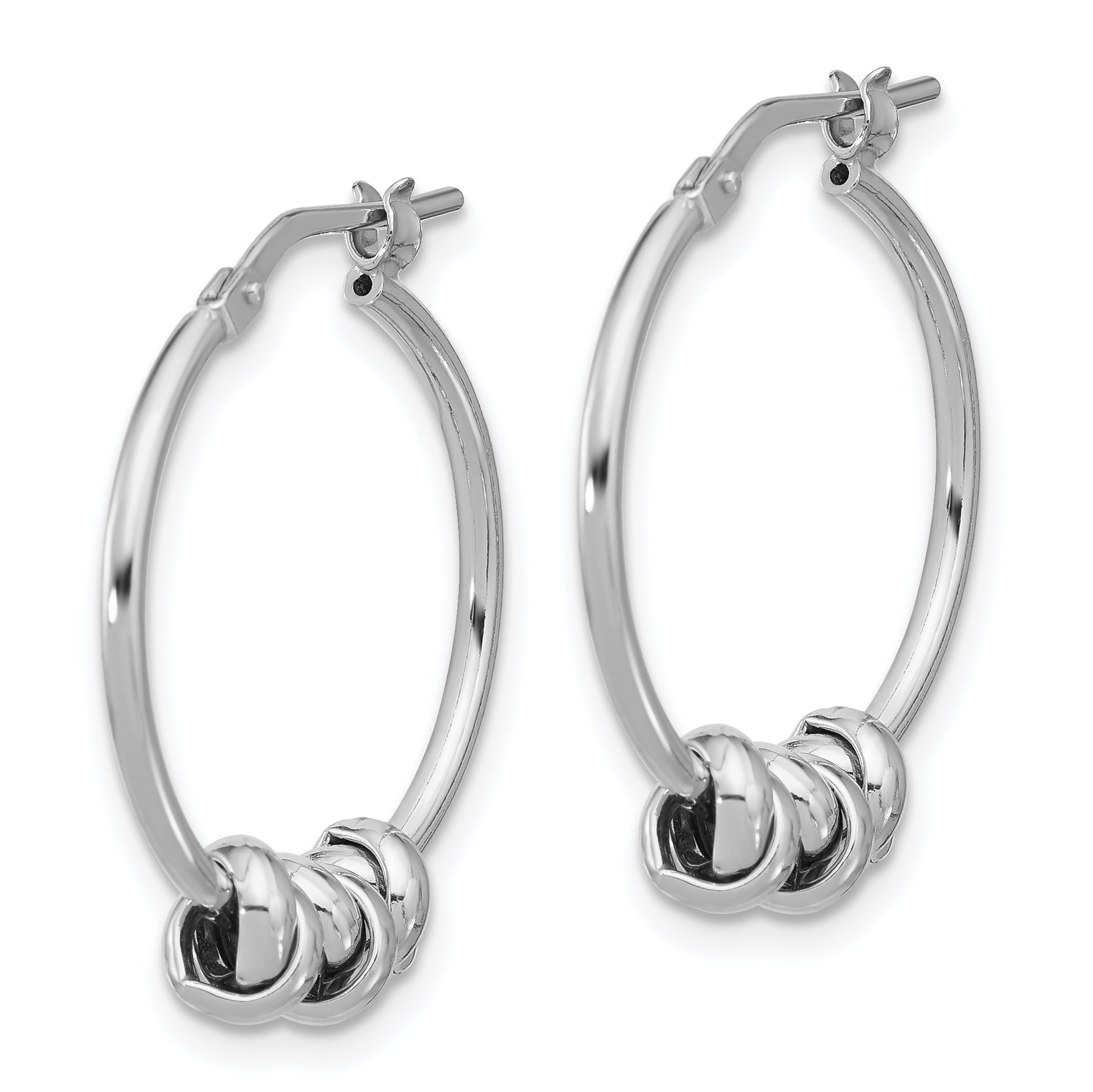 Sterling Silver Rhodium-plated Polished Love Knot Hoop Earrings Secondary image
