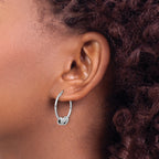 Sterling Silver Rhodium-plated Polished Love Knot Hoop Earrings