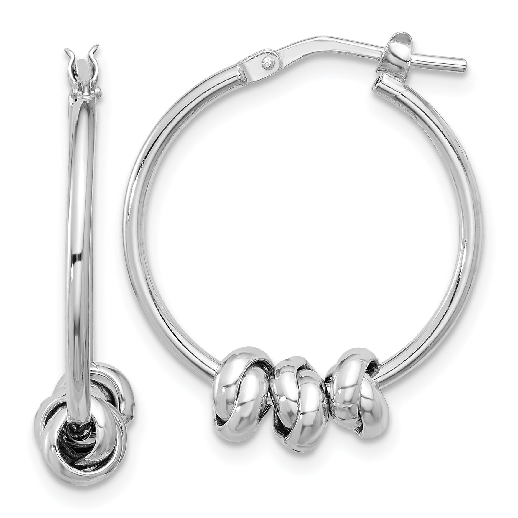 Sterling Silver Rhodium-plated Polished Love Knot Hoop Earrings Main image