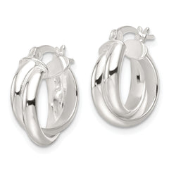 Sterling Silver Polished Twisted Double Hoop Earrings