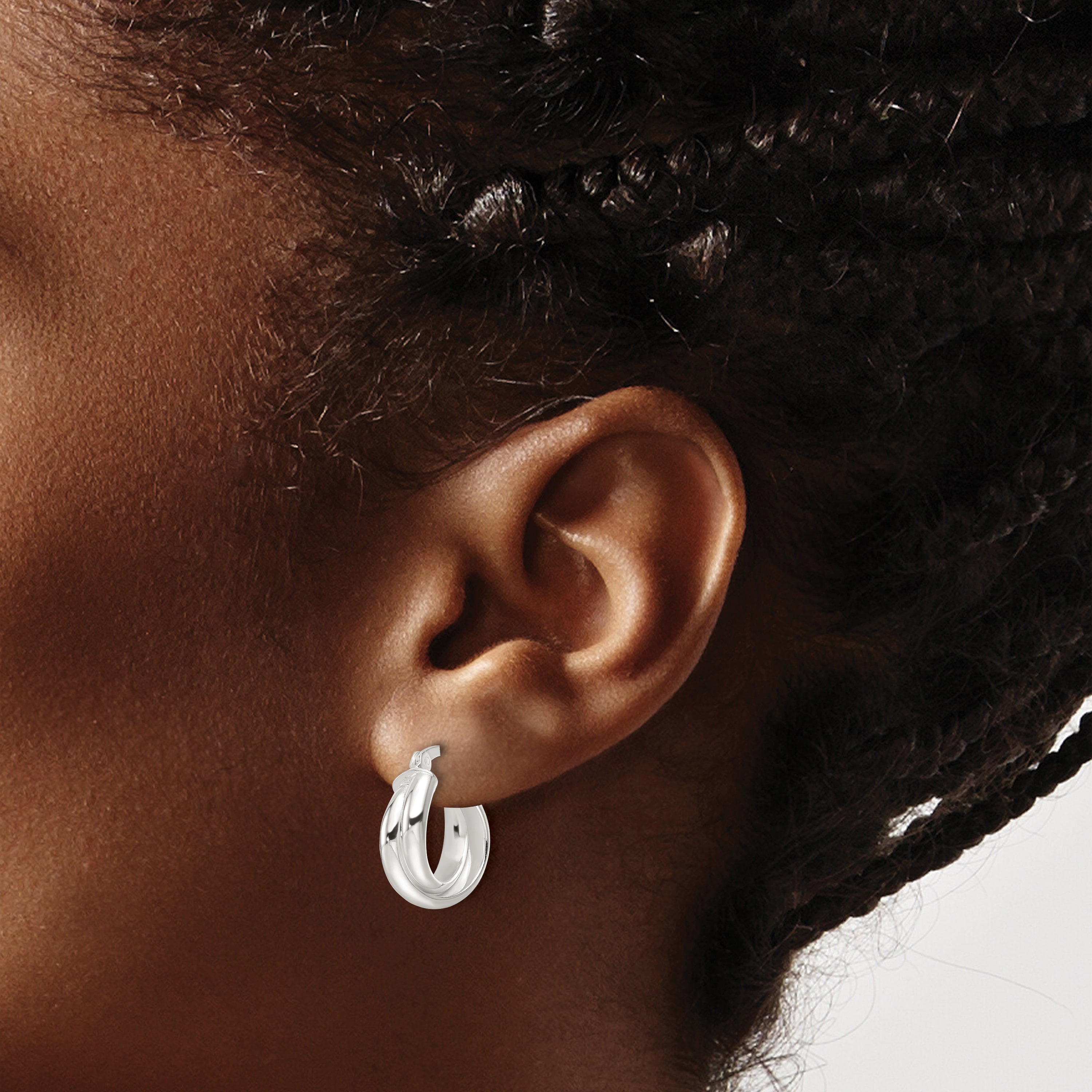 Sterling Silver Polished Twisted Double Hoop Earrings