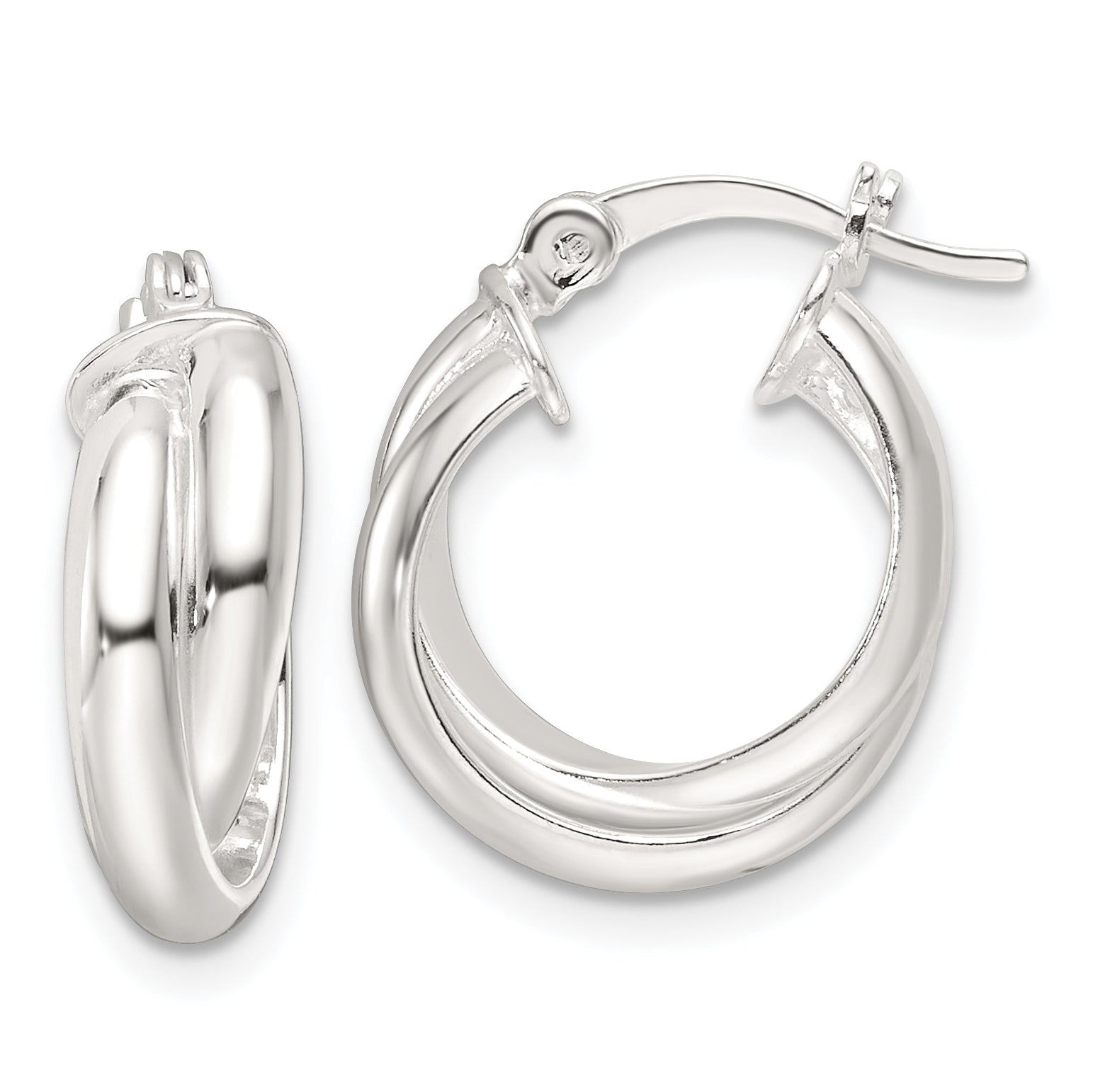 Sterling Silver Polished Twisted Double Hoop Earrings