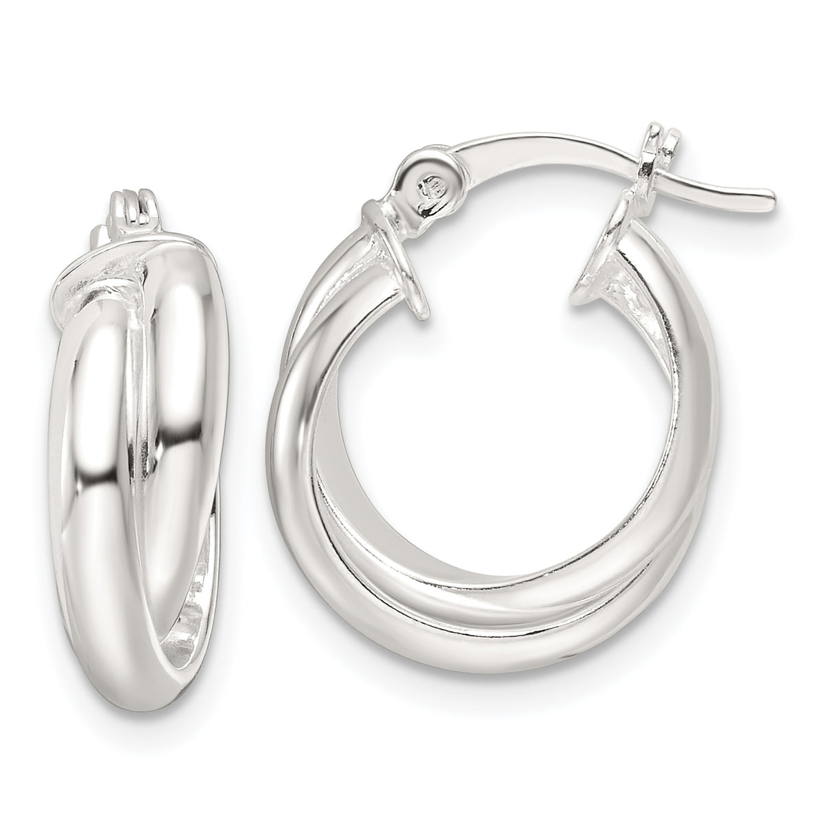 Sterling Silver Polished Twisted Double Hoop Earrings
