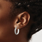 Sterling Silver Antiqued/Textured Greek Key SM Round Hoop Earrings