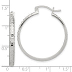 Sterling Silver Polished Diamond-Cut 3mm Round Hoop Earrings