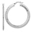 Sterling Silver Rhodium-plated D/C Knife Edge Round Hoop Earrings