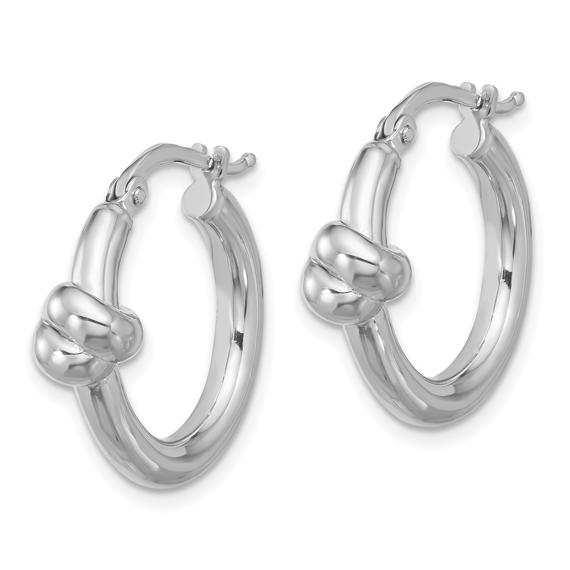 Sterling Silver Rhod-plated Polished Knot Small Round Hoop Earrings Secondary image