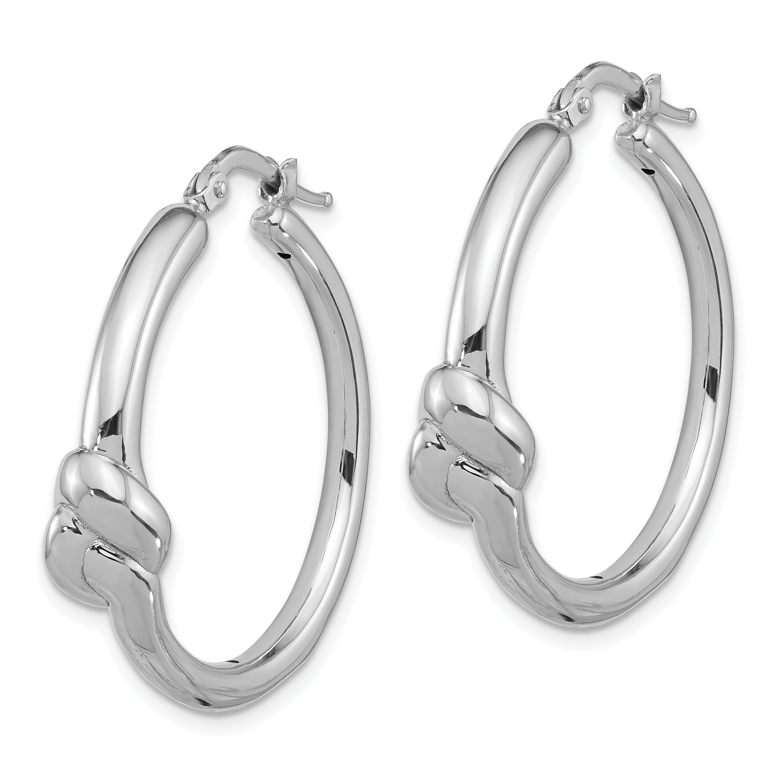 Sterling Silver Rhod-plated Polished Knot Large Round Hoop Earrings Secondary image