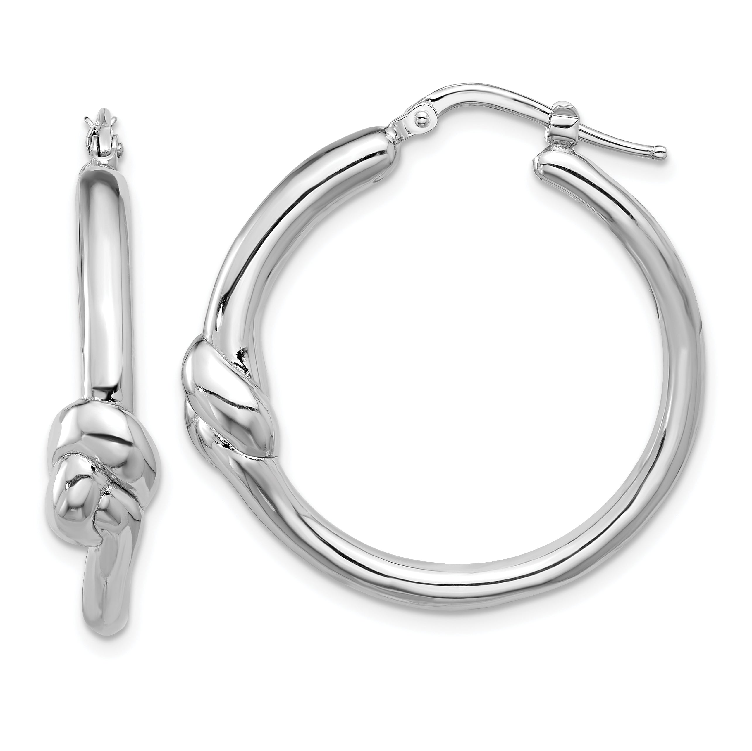 Sterling Silver Rhod-plated Polished Knot Large Round Hoop Earrings Main image