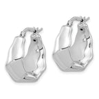 Sterling Silver Rhodium-plated Polished Tapered Round Hoop Earrings