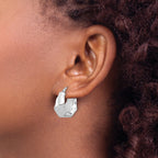 Sterling Silver Rhodium-plated Polished Tapered Round Hoop Earrings