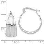Sterling Silver RH-Plated Textured and Tapered SM Round Hoop Earrings