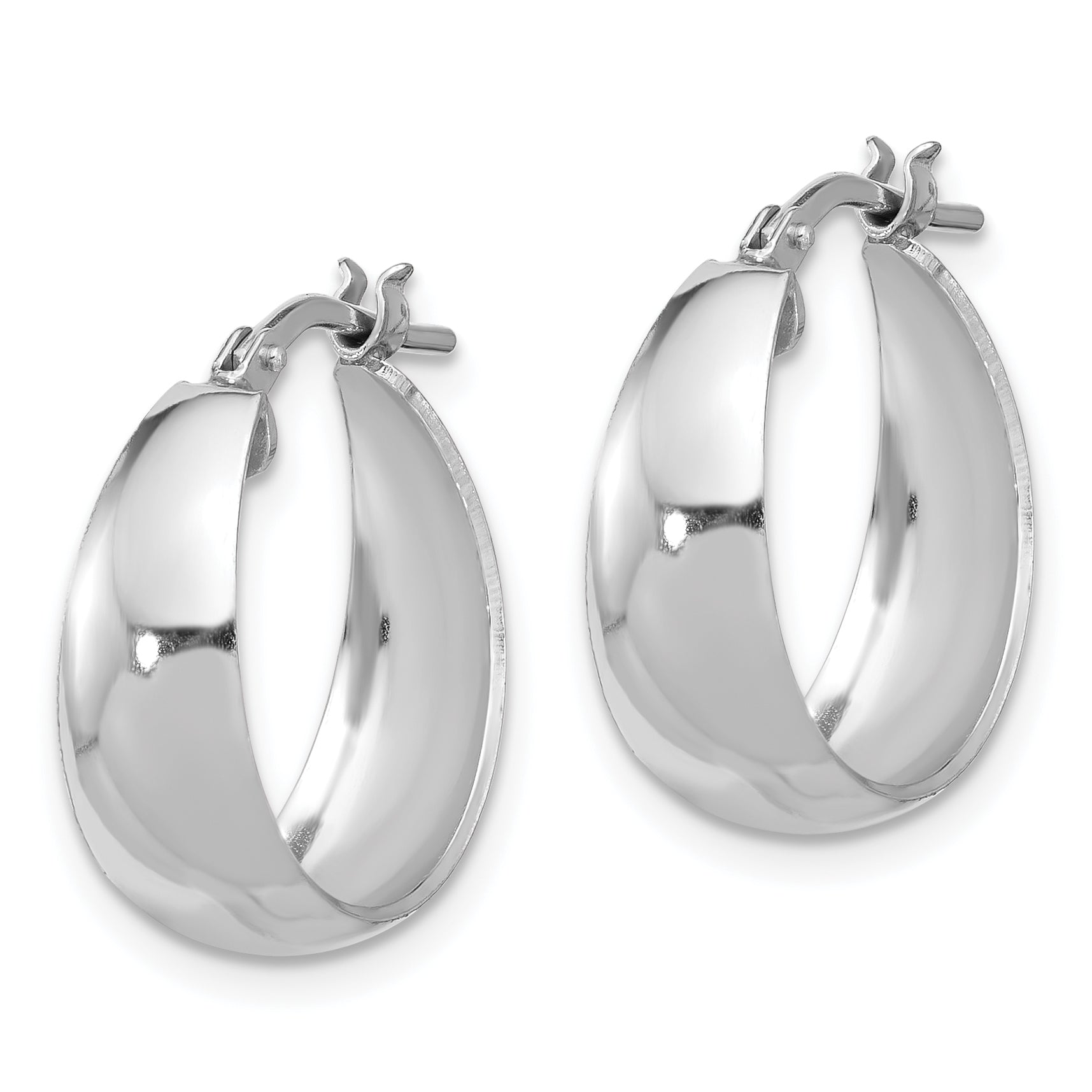 Sterling Silver RH-plated Polished Tapered Round SM Hoop Earrings Secondary image