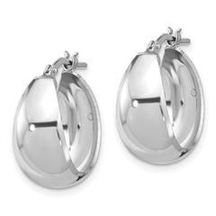 Sterling Silver RH-plated Polished Tapered Round SM Hoop Earrings