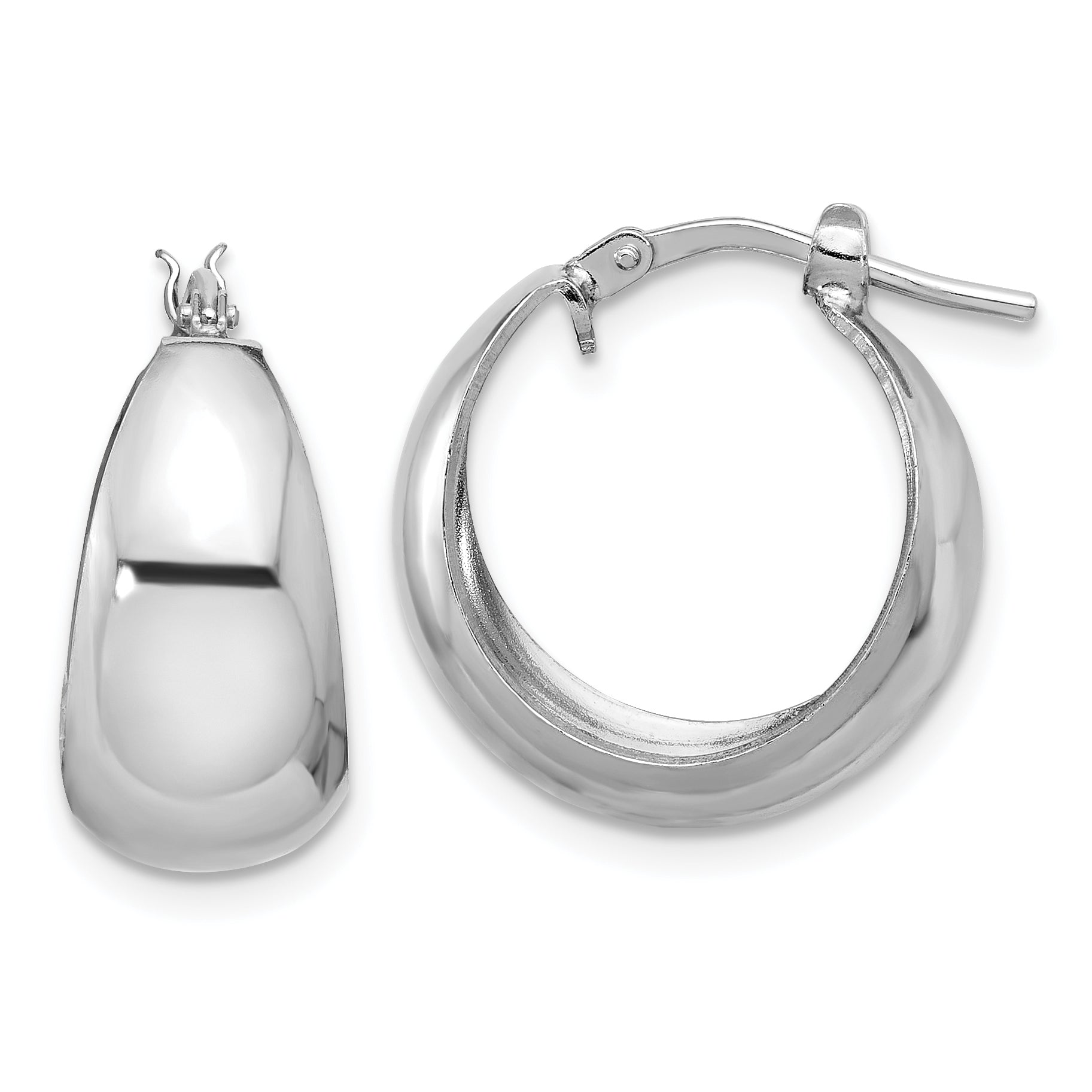 Sterling Silver RH-plated Polished Tapered Round SM Hoop Earrings Main image