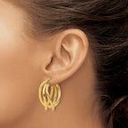Sterling Silver Gold-tone Polished and Twisted Fancy Oval Hoop Earrings