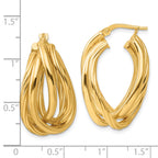 Sterling Silver Gold-tone Polished and Twisted Fancy Oval Hoop Earrings