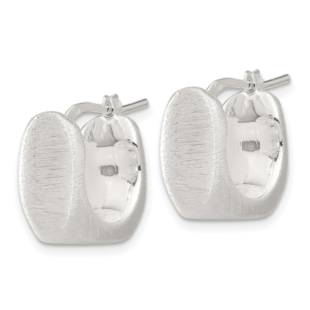Sterling Silver Rhodium-plated Brushed Hollow Square Hoop Earrings
