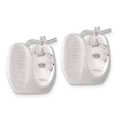 Sterling Silver Rhodium-plated Brushed Hollow Square Hoop Earrings