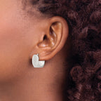 Sterling Silver Rhodium-plated Brushed Hollow Square Hoop Earrings