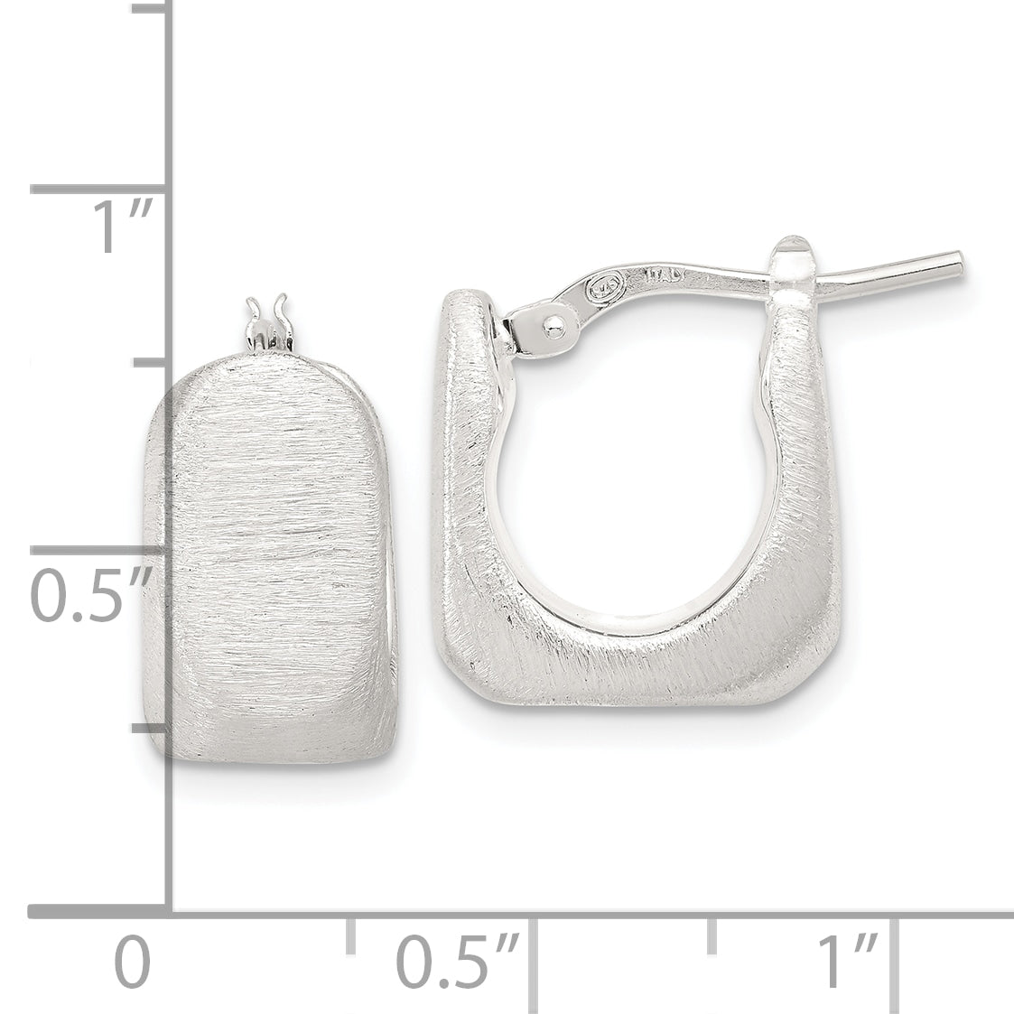 Sterling Silver Rhodium-plated Brushed Hollow Square Hoop Earrings