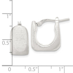 Sterling Silver Rhodium-plated Brushed Hollow Square Hoop Earrings