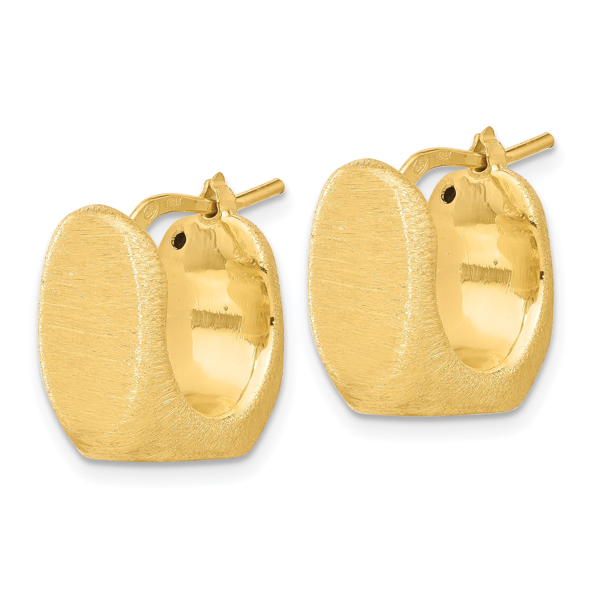 Sterling Silver Gold-Plated Brushed and Hollow Square Hoop Earrings Secondary image