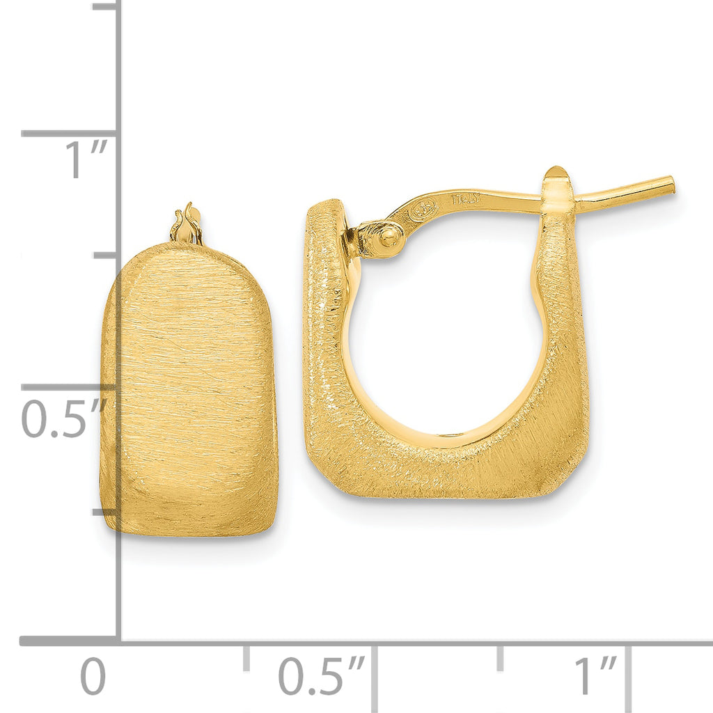 Sterling Silver Gold-Plated Brushed and Hollow Square Hoop Earrings