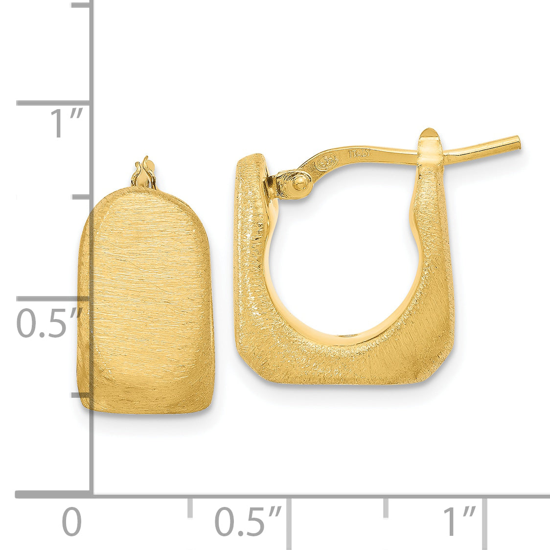 Sterling Silver Gold-Plated Brushed and Hollow Square Hoop Earrings