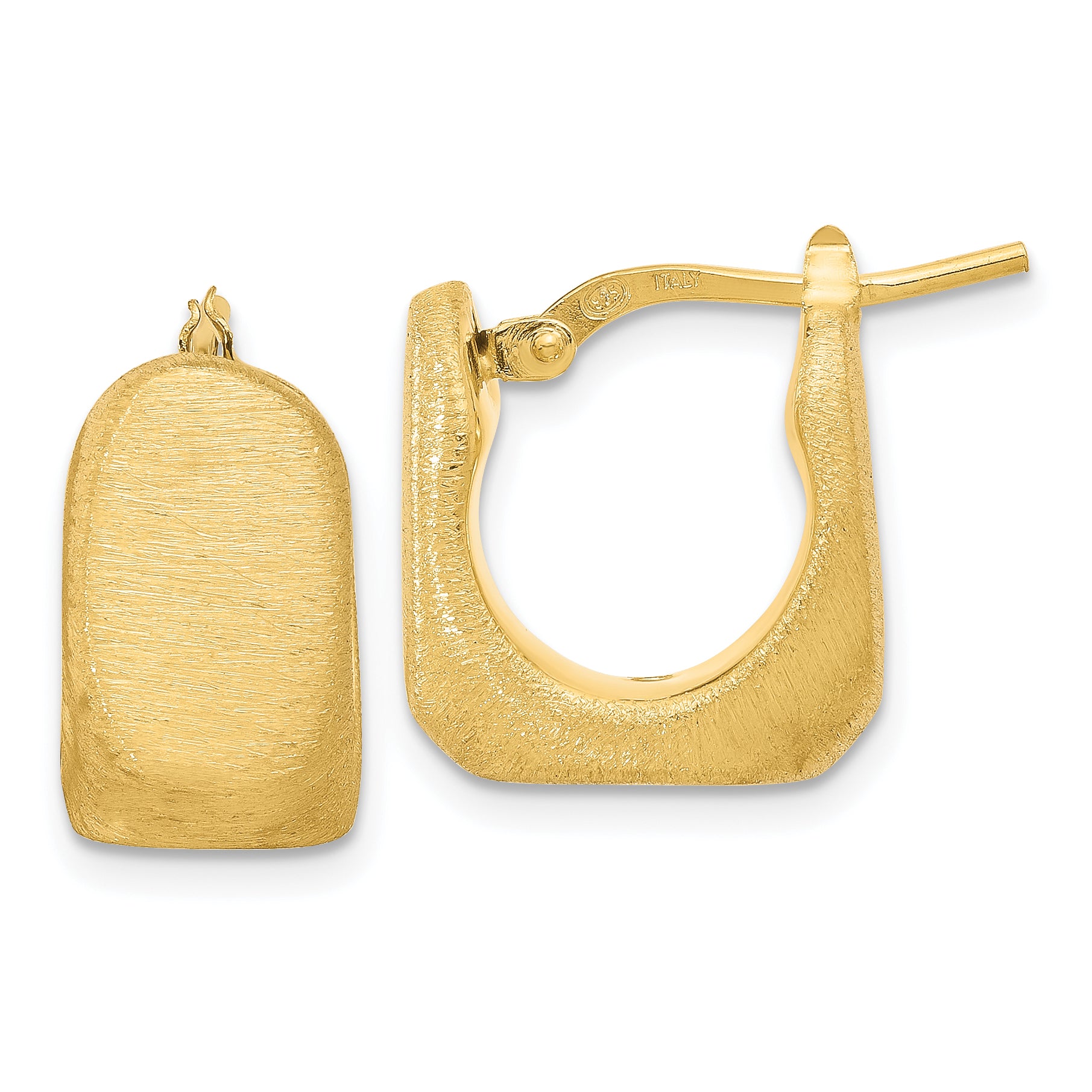 Sterling Silver Gold-Plated Brushed and Hollow Square Hoop Earrings Main image