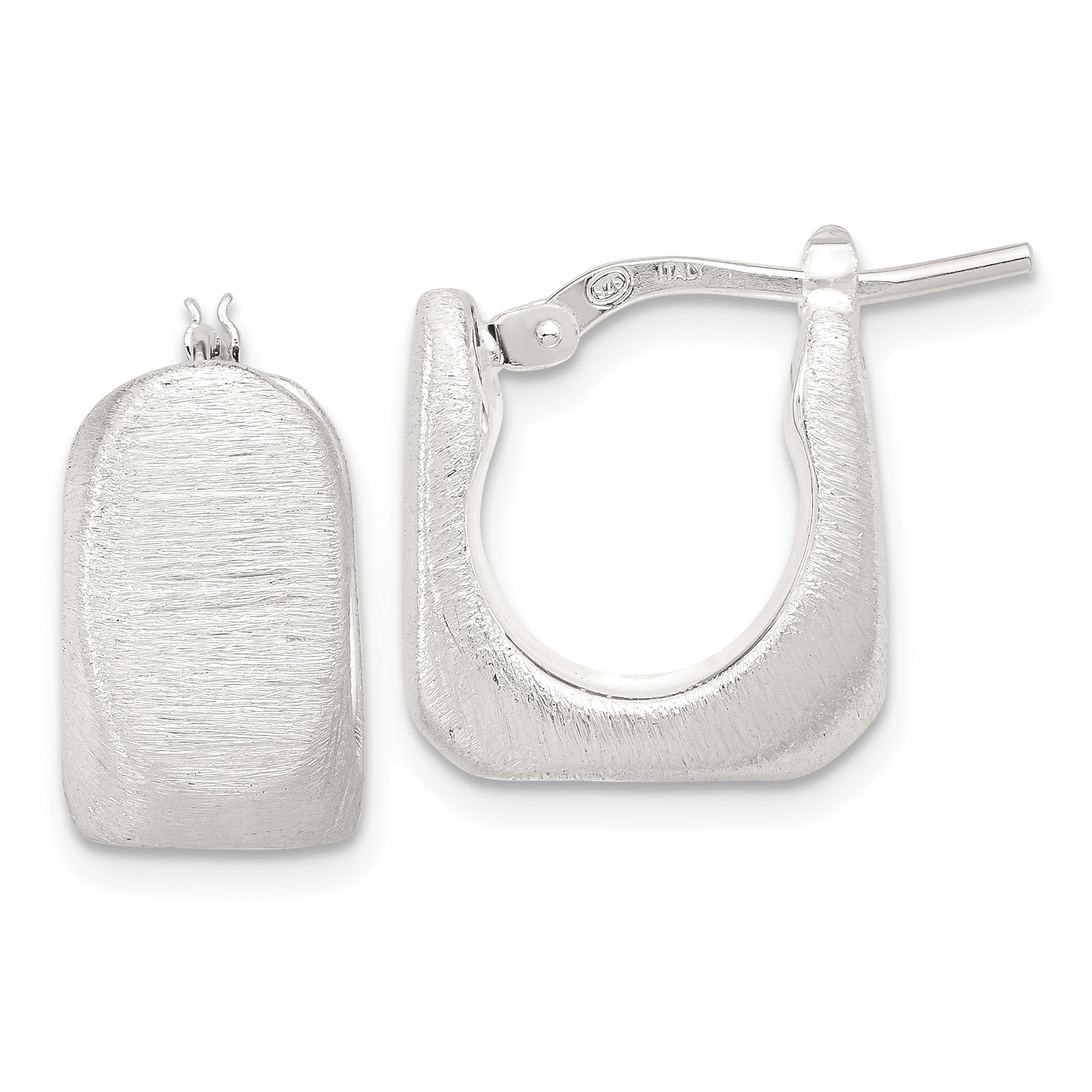 Sterling Silver Rhodium-plated Brushed Hollow Square Hoop Earrings