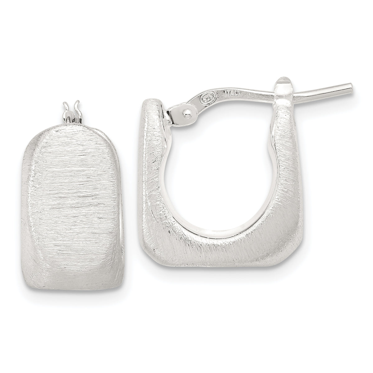 Sterling Silver Rhodium-plated Brushed Hollow Square Hoop Earrings