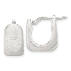 Sterling Silver Rhodium-plated Brushed Hollow Square Hoop Earrings