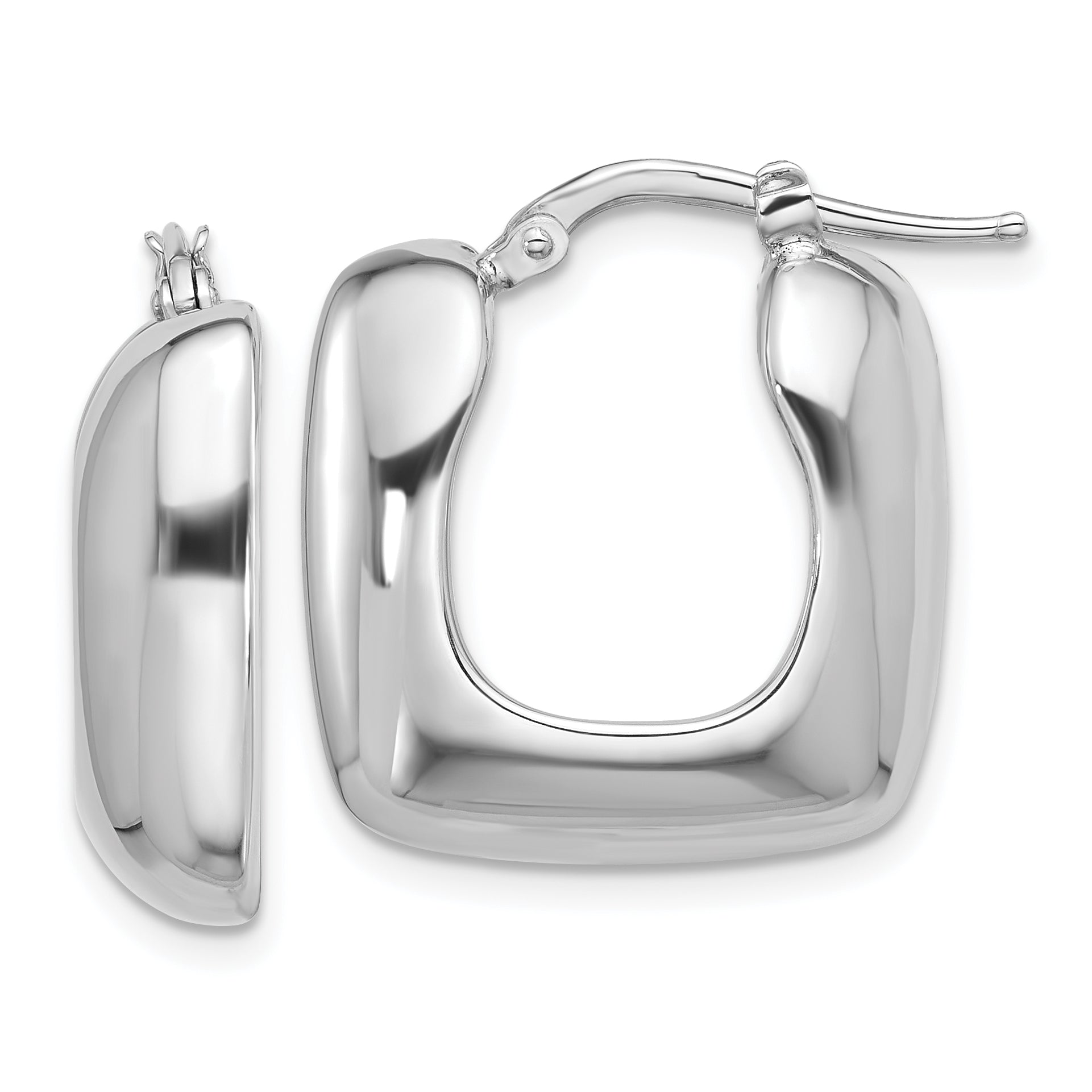 Sterling Silver Rhodium-plated Polished Square Hoop Earrings Main image