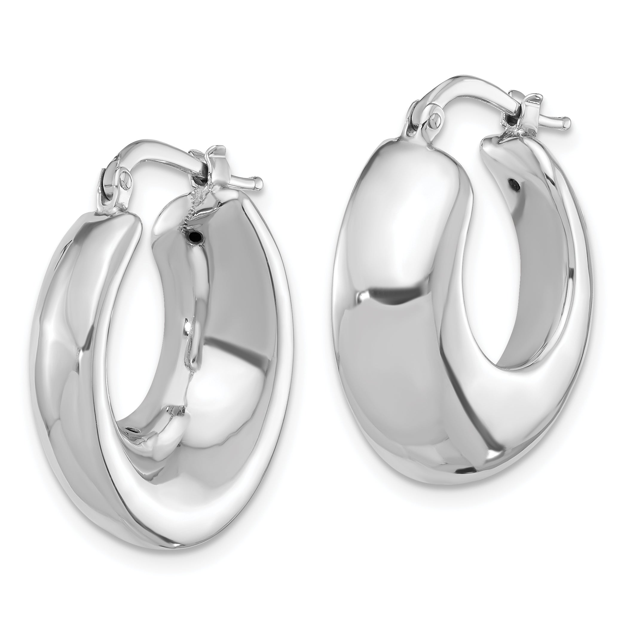 Sterling Silver Rhodium-plated Polished Round Hoop Earrings Secondary image
