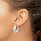 Sterling Silver Rhodium-plated Polished Round Hoop Earrings